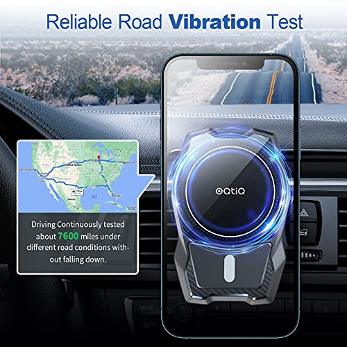 OQTIQ Magnetic Car Mount for iPhone 13/12/Magsafe Case, Air Vent Car Phone Holder Mount, Adjustable Phone Mount with 16 Strong N52-Magnets Array & Stainless Steel Hook Vent Clip