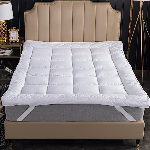 ANALIN Single Mattress Topper 10cm Down Alternative Fiber Soft and Breathable 400TC Cotton Mattress Cover.