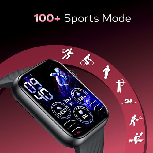 itel ICON-2 Smartwatch with BT Calling, 1.83" HD Display with a 550 nits Peak Brightness, Functional Crown, IP68, 150+ Watch Faces, 24Hr Health Monitor and Voice Assistant (Black)