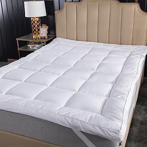 ANALIN Single Mattress Topper 10cm Down Alternative Fiber Soft and Breathable 400TC Cotton Mattress Cover.
