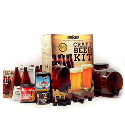 Mr. Beer 2 Gallon Complete Starter Beer Making Kit Perfect for Beginners, Designed for Quick and Efficient Homebrewing, Premium Gold Edition
