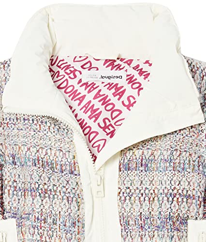 Desigual Girls' Woven Padded Short Overcoat, White, 9/10