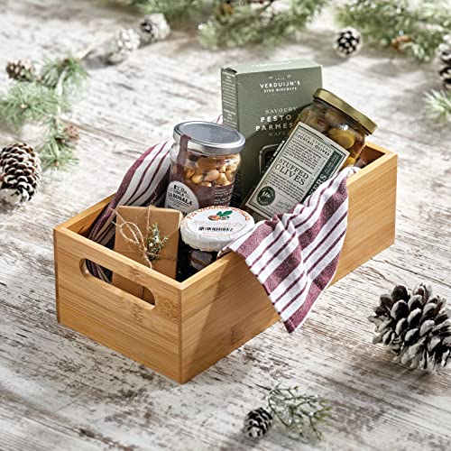 mDesign Bamboo Storage Bin Container, Drawer Organizer Crate Boxes with Handles for Kitchen Pantry Cabinet, Shelves, or Counter, Holds Snacks, Spices, Drinks, Echo Collection, 2 Pack, Natural/Tan