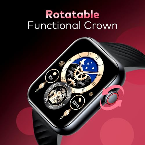 itel ICON-2 Smartwatch with BT Calling, 1.83" HD Display with a 550 nits Peak Brightness, Functional Crown, IP68, 150+ Watch Faces, 24Hr Health Monitor and Voice Assistant (Black)