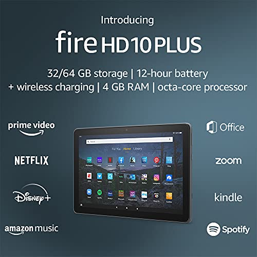 Introducing Fire HD 10 Plus tablet, 10.1", 1080p Full HD, 32 GB, latest model (2021 release), Slate
