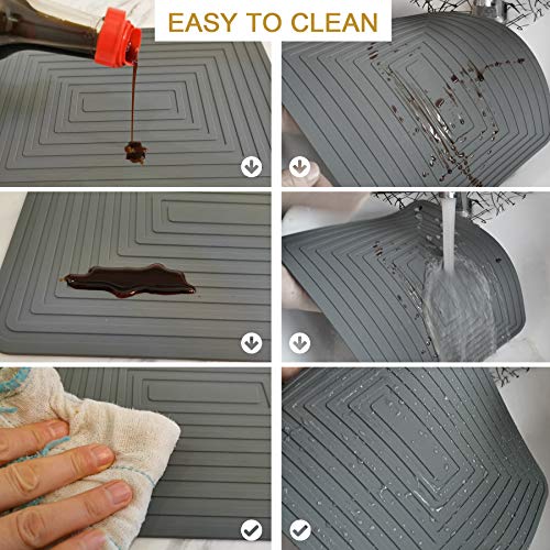 Large Silicone Trivet Mat for Hot Dishes/Heat Resistant Pot Holder, 12"x 9" Non Slip Thick Flexible Hot Pads for Kitchen Table Set of 2 (Black)