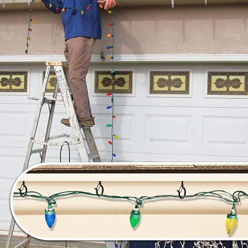 Q-Hanger Hooks Outdoor String Lights - 20 Pack Christmas Lights Hanger Hooks, Outdoor Wire and New Year Party, Fairy Lights Plants Wind Chimes Decoration Hanging Safety Buckle Design （Black）
