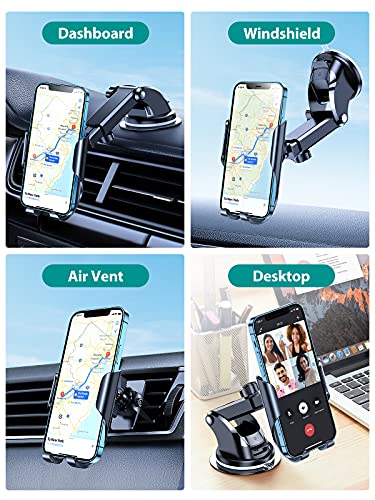 VICSEED Phone Holder for Car [SmartClamp & Easiest Ever] Hands-Free Car Phone Holder Mount [Strong Suction & Stable] Dashboard Windshield Air Vent Car Phone Mount Fit iPhone 12 13 Samsung & All Phones