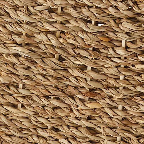 mDesign Small Natural Woven Seagrass Bathroom Toliet Roll Holder Storage Organizer Basket Bin; Use on Bathroom Countertop, Toilet Tank Top - Holds 3 Rolls of Toilet Paper - Natural/Tan