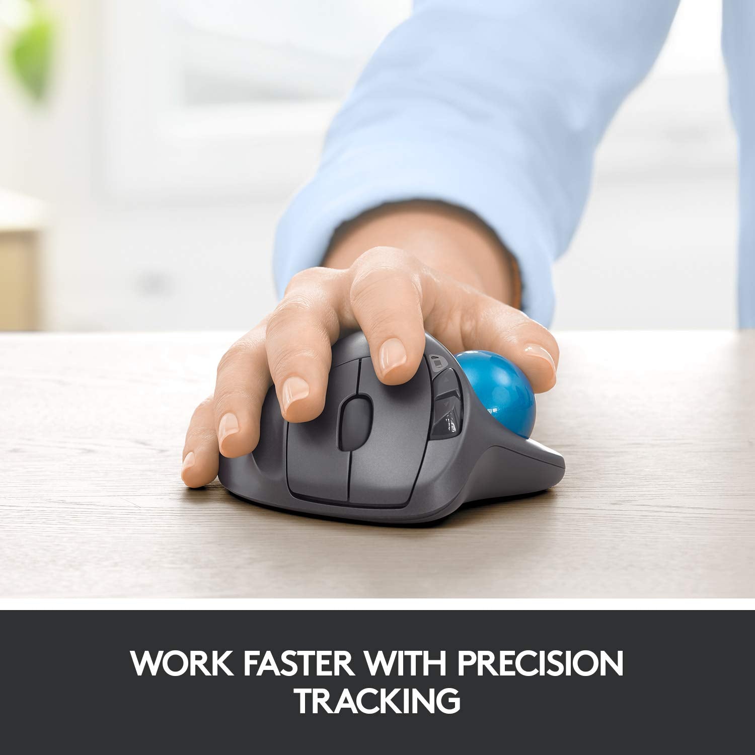 Logitech M570 Wireless Trackball Mouse – Ergonomic Design with Sculpted Right-Hand Shape, Compatible with Apple Mac and Microsoft Windows Computers, USB Unifying Receiver, Dark Gray