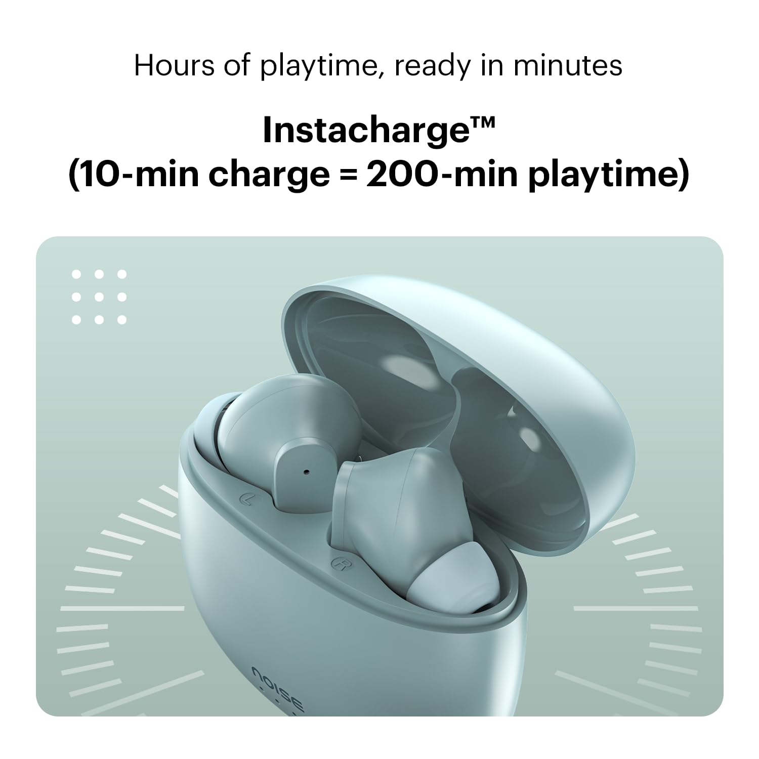 Noise Buds VS104 Truly Wireless Earbuds with 45H of Playtime, Quad Mic with ENC, Instacharge(10 min=200 min), 13mm Driver,Low Latency, BT v5.2 (Mint Green)