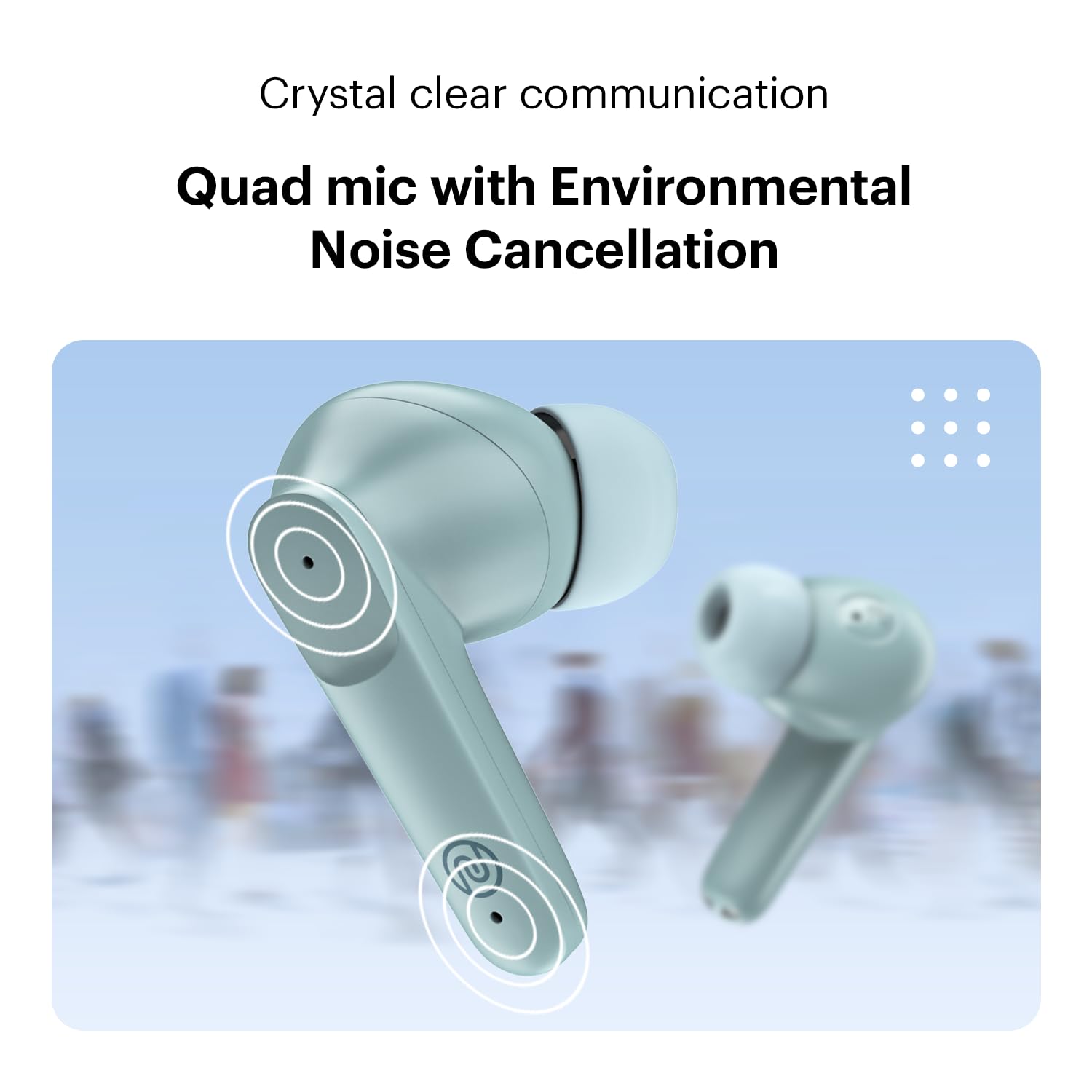 Noise Buds VS104 Truly Wireless Earbuds with 45H of Playtime, Quad Mic with ENC, Instacharge(10 min=200 min), 13mm Driver,Low Latency, BT v5.2 (Mint Green)