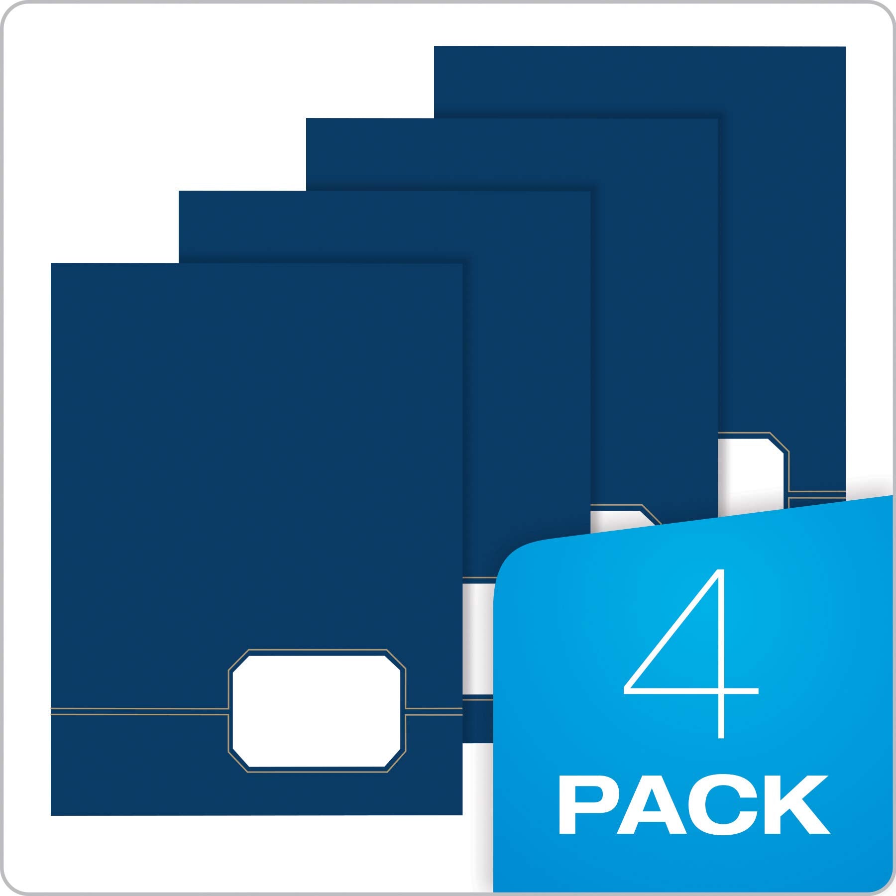 Oxford Monogram Executive Twin Pocket Folders, Letter Size, Blue with Gold Foil Trim, 4 Pack (04162)