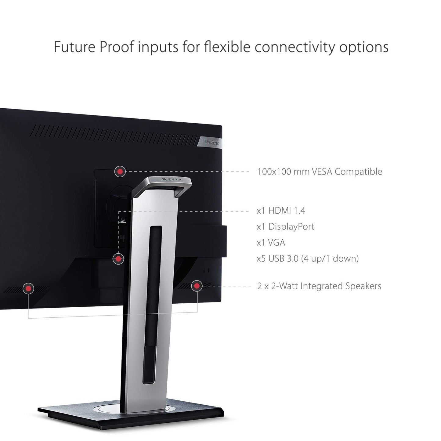 ViewSonic VG2448 Monitor Komputerowy Biznesowy, 24 Cale, Czarny