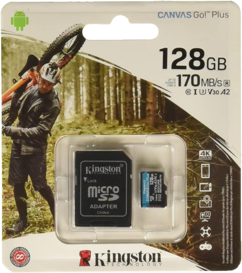 Kingston SDCG3/128GB micro SD-kaart (128 GB microSDXC Canvas Go Plus 170R A2 U3 V30 Met SD Adapter)