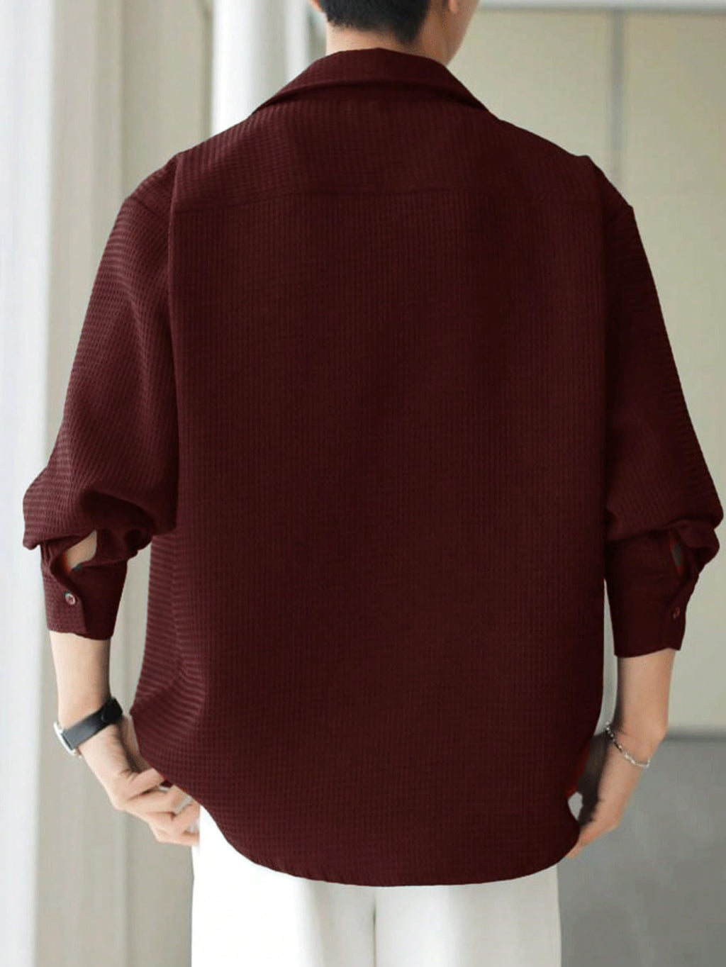Leriya Fashion Textured Shirts for Men || Casual Shirt for Men || Shirt for Men|| Men Stylish Shirt || Men Fancy Shirt || Men Full Sleeve Shirt || Plain Shirts for Men (Small, Maroon)
