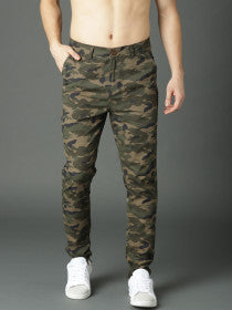 Roadster Men Olive Green Slim Fit Printed Joggers