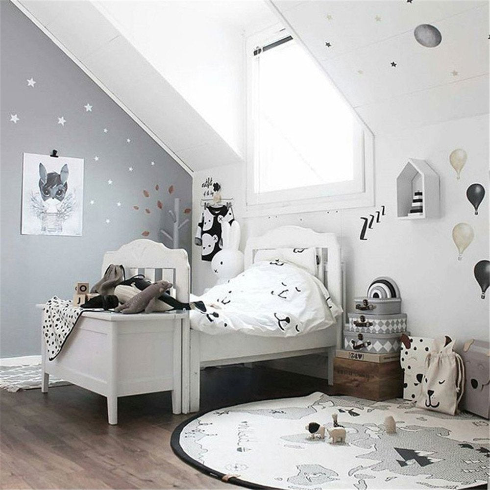 53 Inches Adventure World Map Pattern Baby Crawling Mats Game Blanket Floor Playmats Kids Infant Child Activity Round Rug