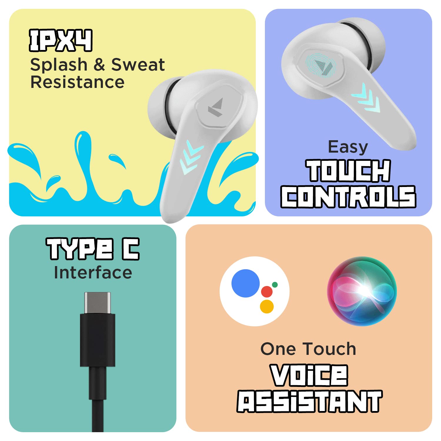 boAt Airdopes 190 True Wireless in Ear Earbuds with Beast Mode(50ms) for Gaming, 40H Playtime, Breathing LEDs, Signature Sound, Quad Mics ENx Tech, ASAP Charge & BT v5.3(White Sabre)