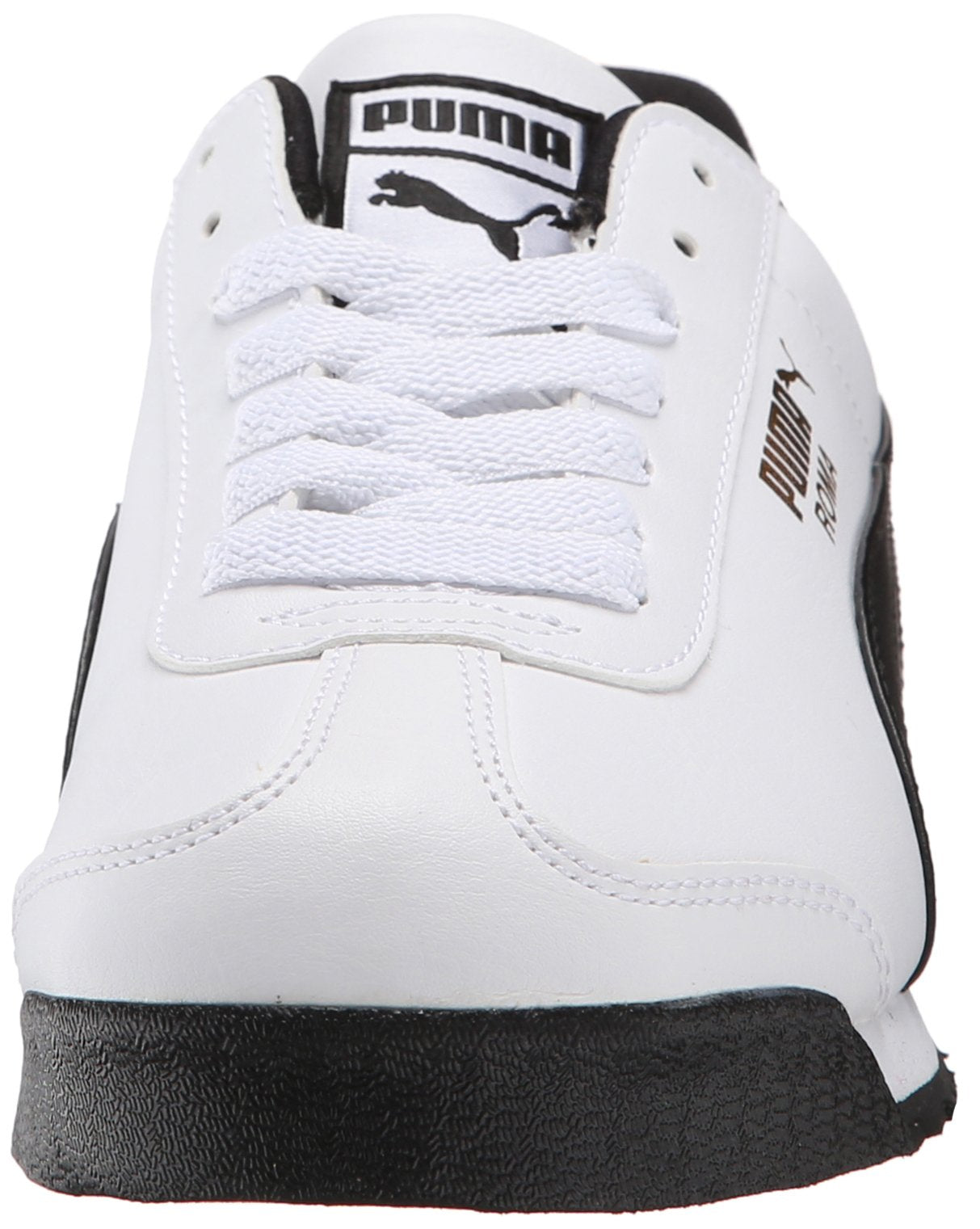 PUMA Men's Roma Basic Fashion Sneaker, White/Black Leather - 9.5 D(M) US