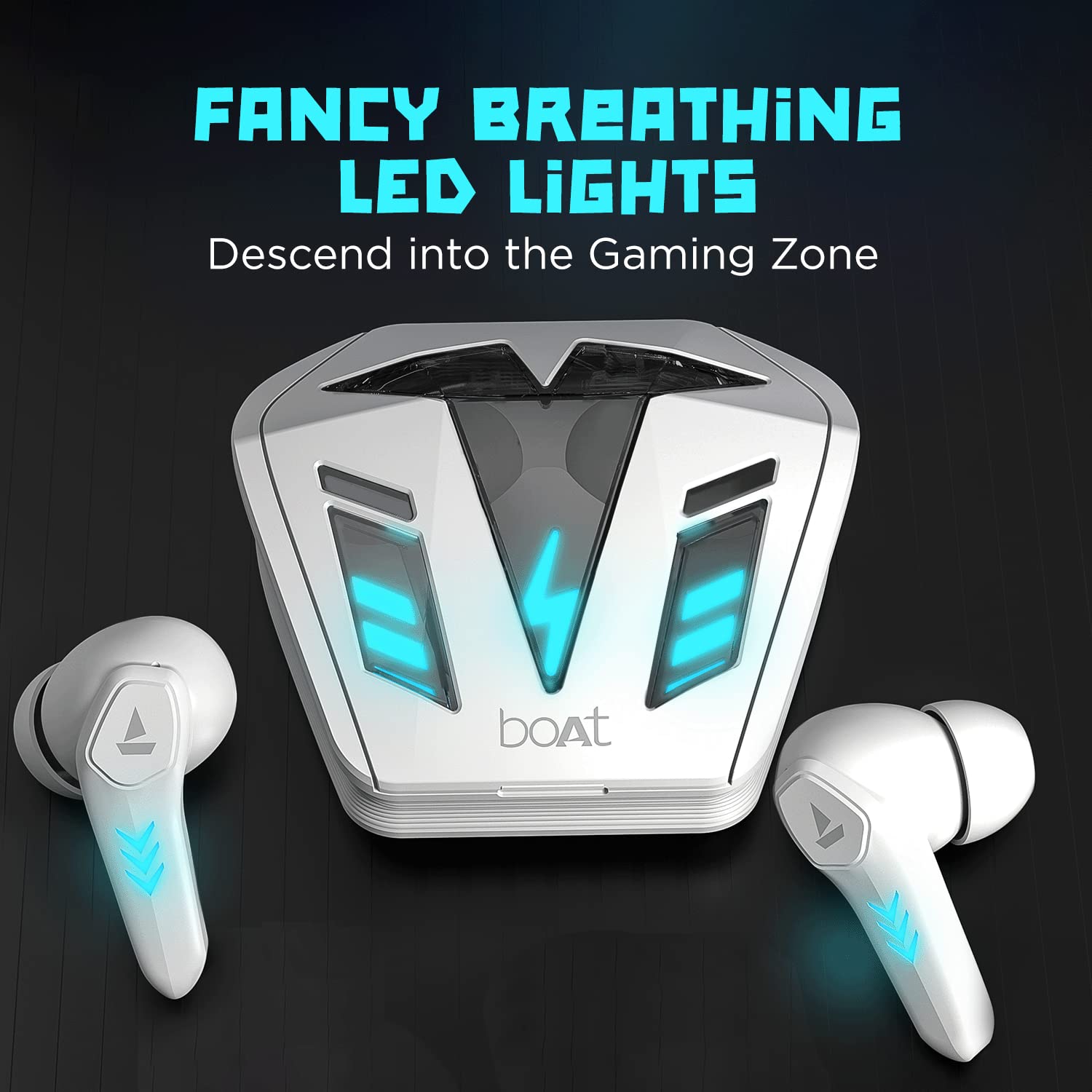 boAt Airdopes 190 True Wireless in Ear Earbuds with Beast Mode(50ms) for Gaming, 40H Playtime, Breathing LEDs, Signature Sound, Quad Mics ENx Tech, ASAP Charge & BT v5.3(White Sabre)