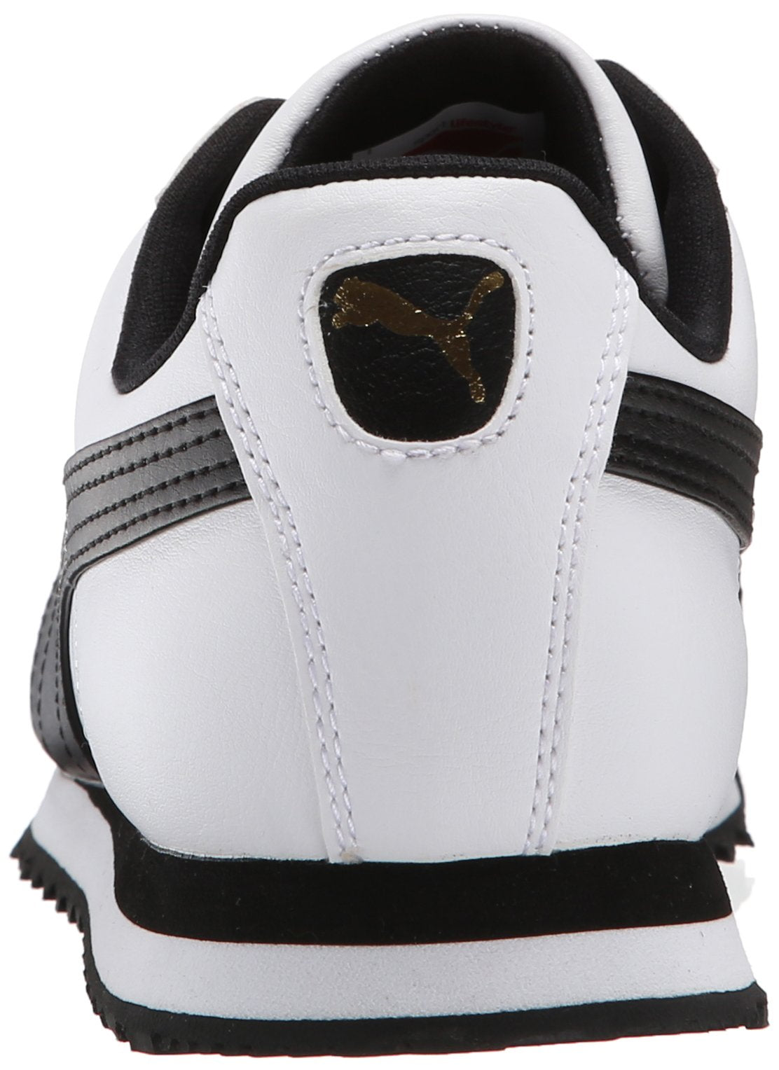 PUMA Men's Roma Basic Fashion Sneaker, White/Black Leather - 9.5 D(M) US