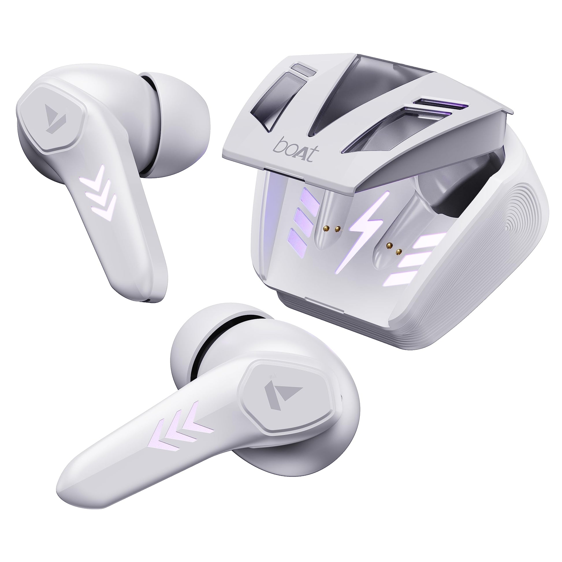 boAt Airdopes 190 True Wireless in Ear Earbuds with Beast Mode(50ms) for Gaming, 40H Playtime, Breathing LEDs, Signature Sound, Quad Mics ENx Tech, ASAP Charge & BT v5.3(White Sabre)