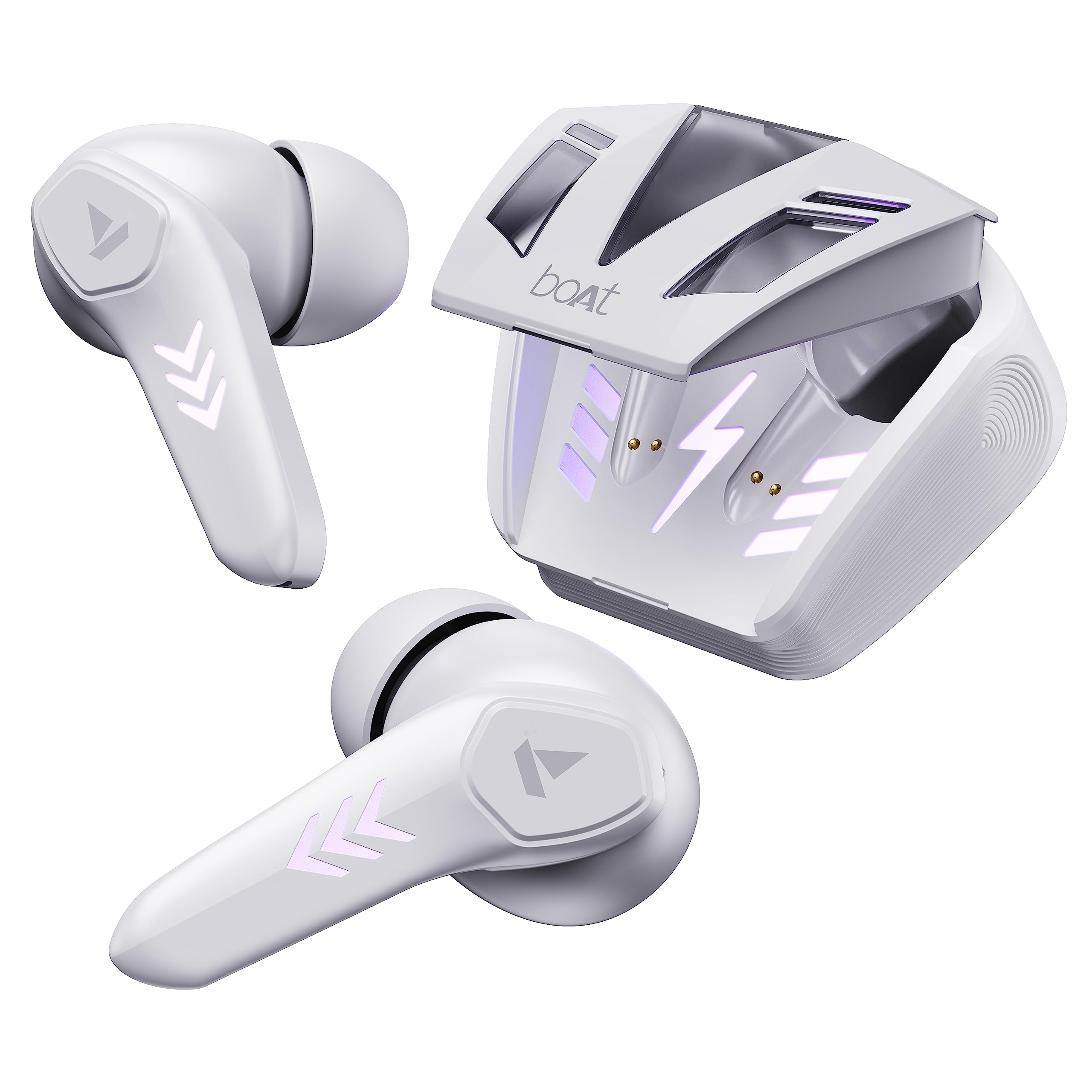 boAt Airdopes 190 True Wireless in Ear Earbuds with Beast Mode(50ms) for Gaming, 40H Playtime, Breathing LEDs, Signature Sound, Quad Mics ENx Tech, ASAP Charge & BT v5.3(White Sabre)