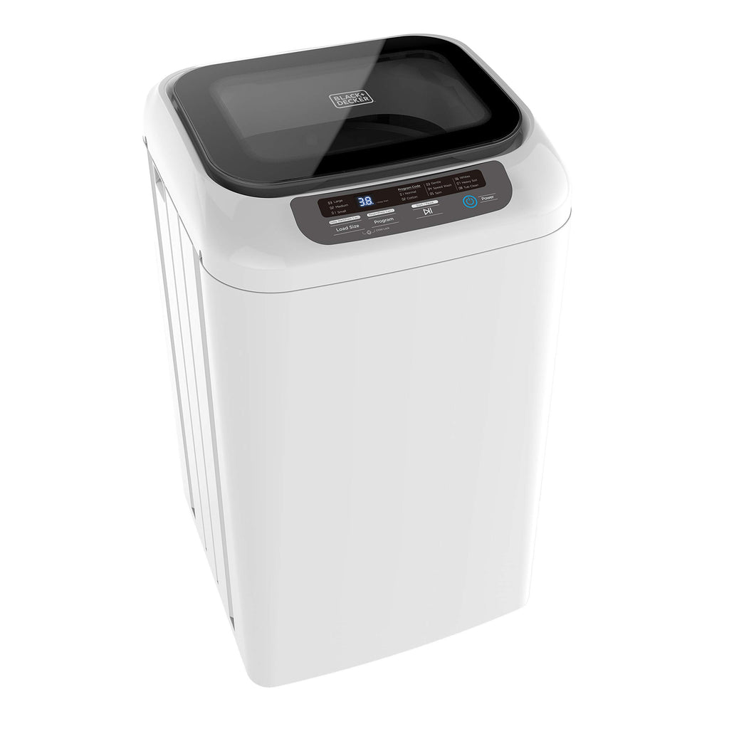 BLACK+DECKER Small Portable Washer, Washing Machine for Household Use, Portable Washer 0.84 Cu. Ft. with 8 Cycles, Transparent Lid & LED Display
