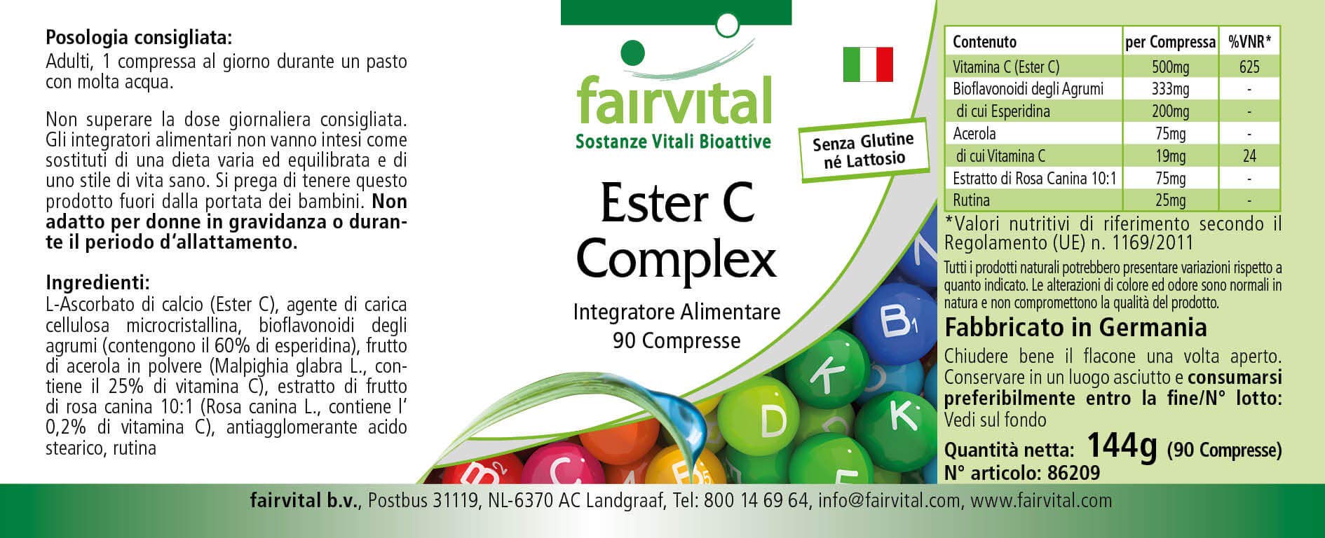 Ester C 500mg - kompleks witaminy C z bioflawonoidami - WYSOKA DAWKA & VEGAN - buforowana witamina C - 90 tabletek - przyjazny dla żołądka