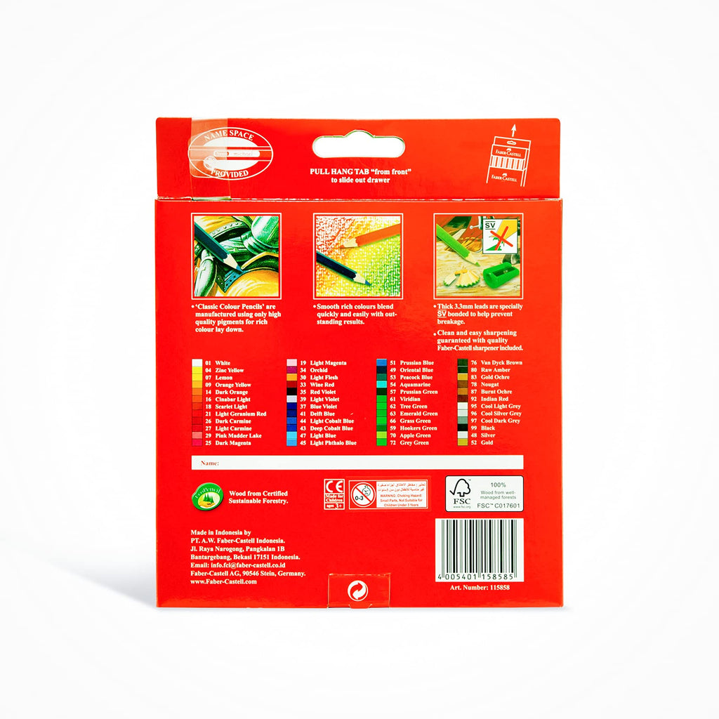 Faber-Castell Vibrant Classic Color Pencils, Assorted – Pack of 48, (16-115858)
