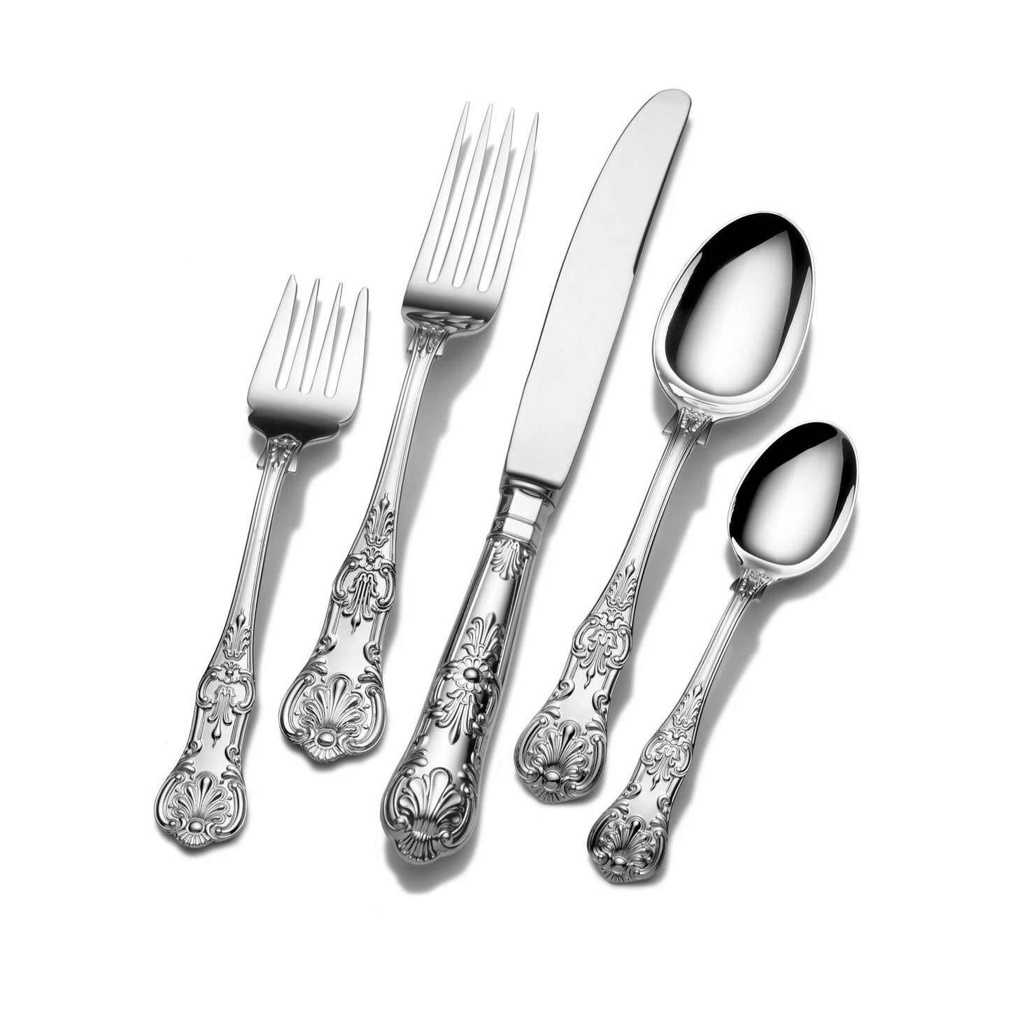 Wallace Queen 65-Piece 18/10 Stainless Steel Flatware Set, Silver, Service for 12 - 5006584