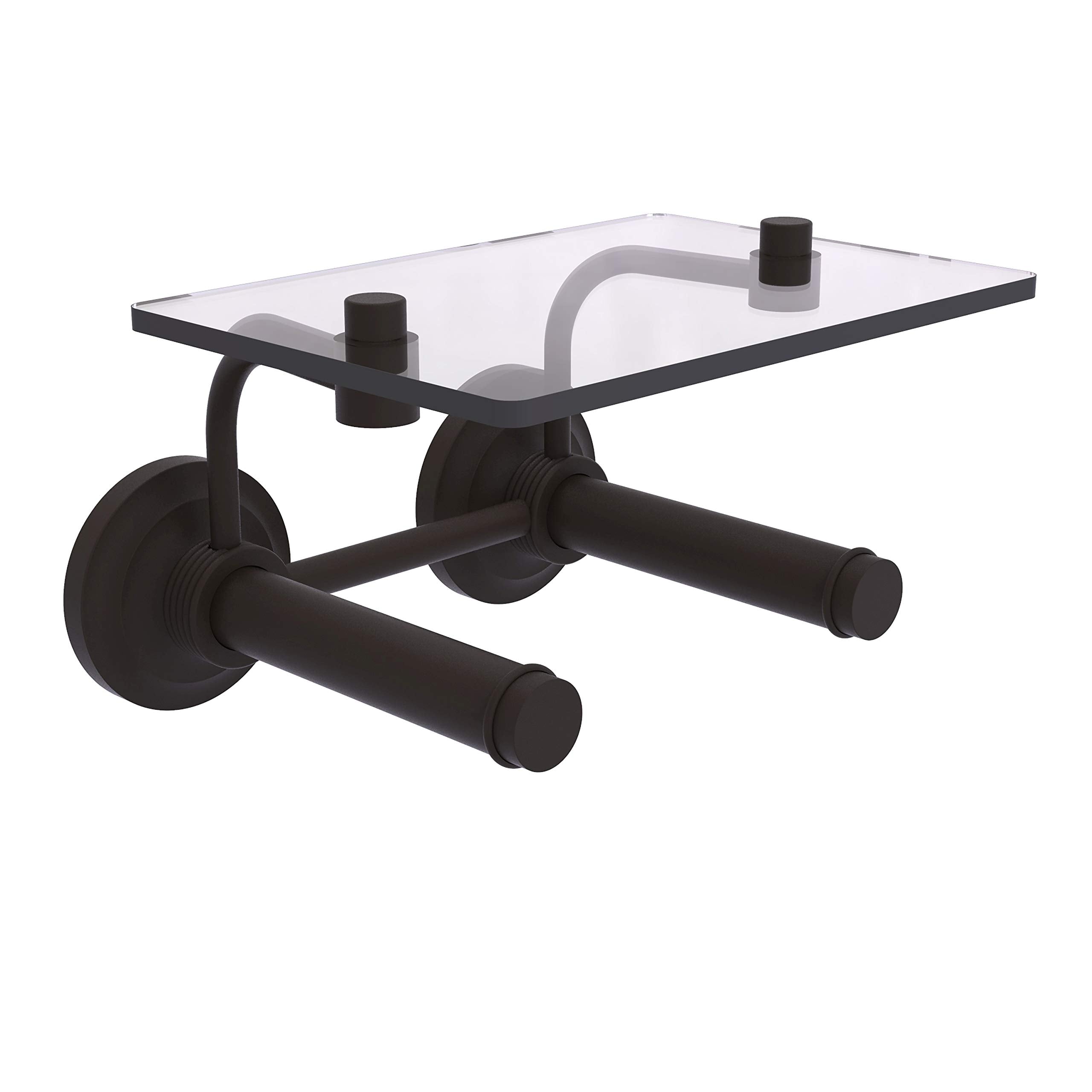 Allied Brass QN-24-2S Que 2 Roll Glass Shelf Toilet Paper Holder, Oil Rubbed Bronze