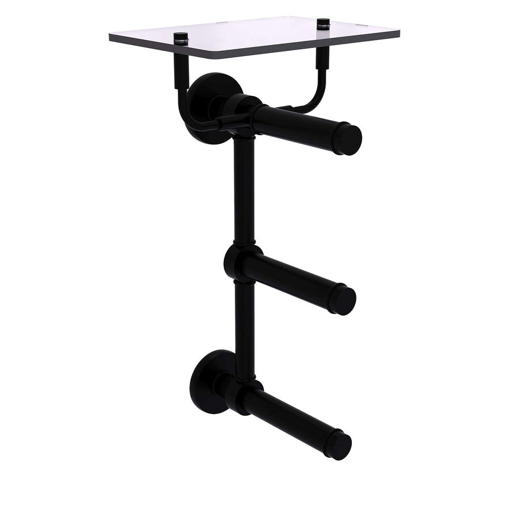 Allied Brass P1000-35-3VS Prestige Skyline Collection 3 Roll Glass Shelf Toilet Paper Holder, Matte Black
