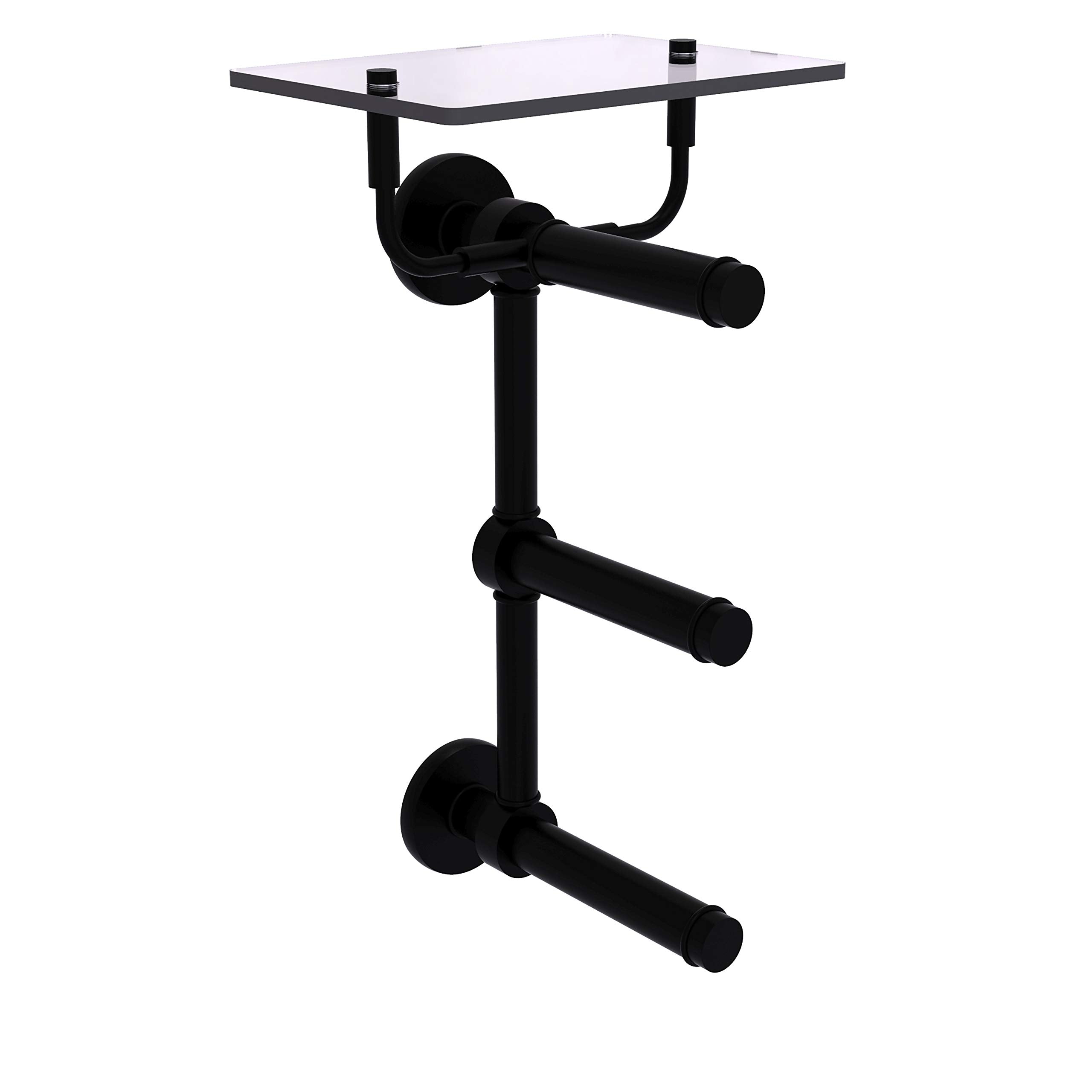 Allied Brass P1000-35-3VS Prestige Skyline Collection 3 Roll Glass Shelf Toilet Paper Holder, Matte Black