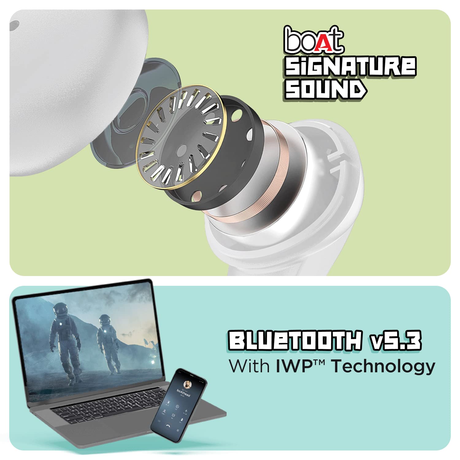 boAt Airdopes 190 True Wireless in Ear Earbuds with Beast Mode(50ms) for Gaming, 40H Playtime, Breathing LEDs, Signature Sound, Quad Mics ENx Tech, ASAP Charge & BT v5.3(White Sabre)