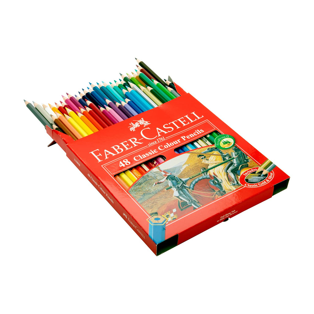 Faber-Castell Vibrant Classic Color Pencils, Assorted – Pack of 48, (16-115858)