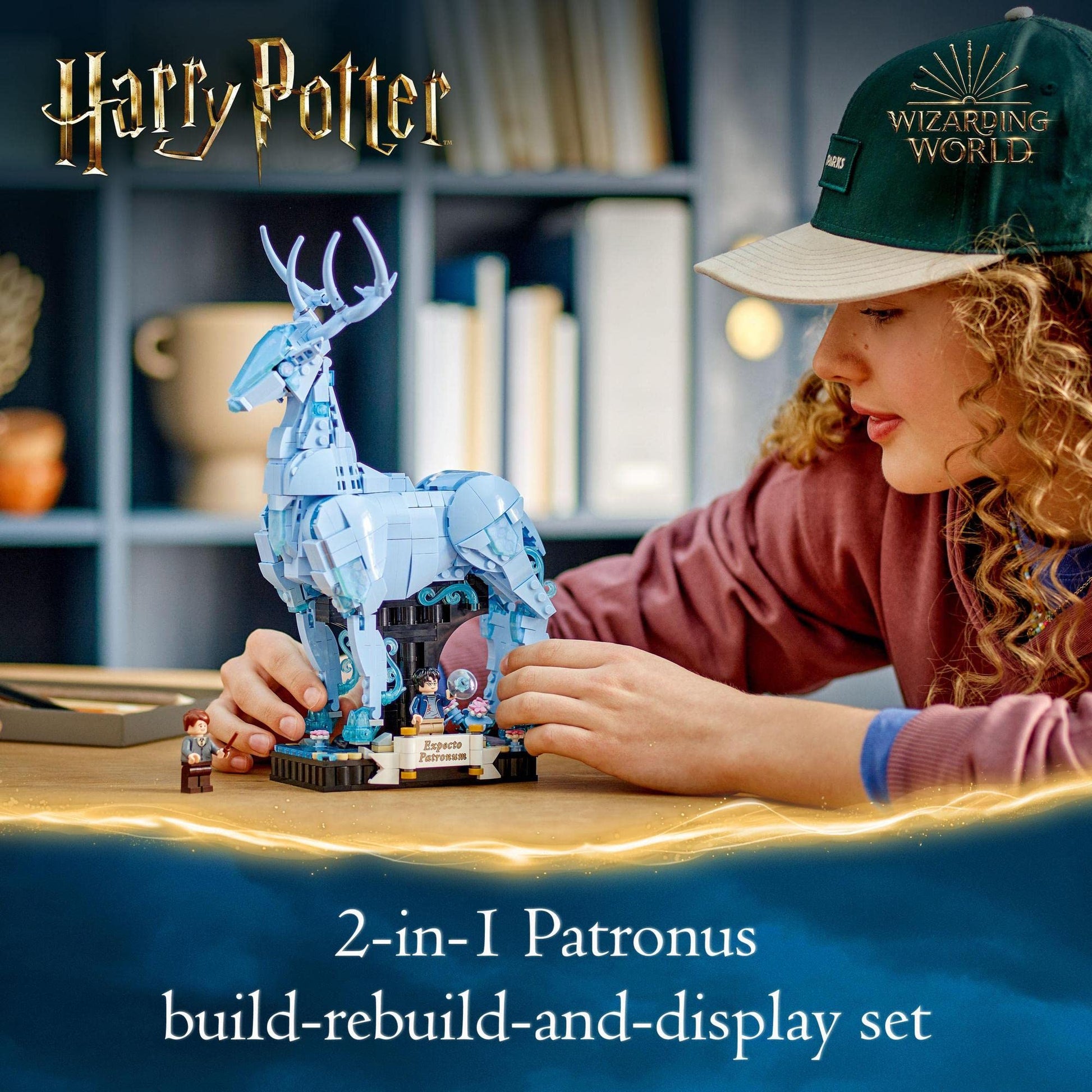 LEGO® Harry Potter™ Expecto Patronum 76414 Building Toy Set, Build Stag and Wolf Animal Figures, Build-Rebuild-and-Display Model