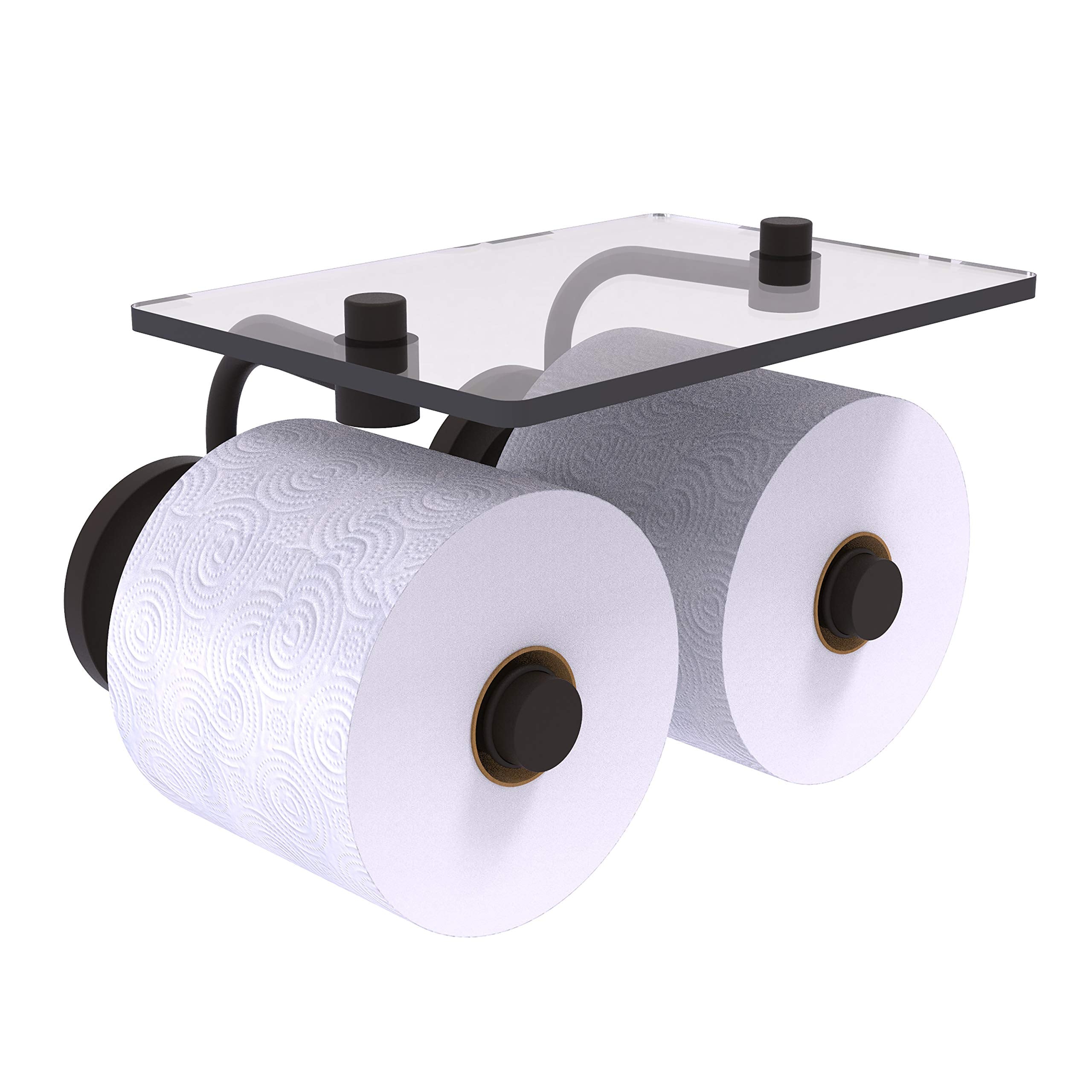 Allied Brass QN-24-2S Que 2 Roll Glass Shelf Toilet Paper Holder, Oil Rubbed Bronze