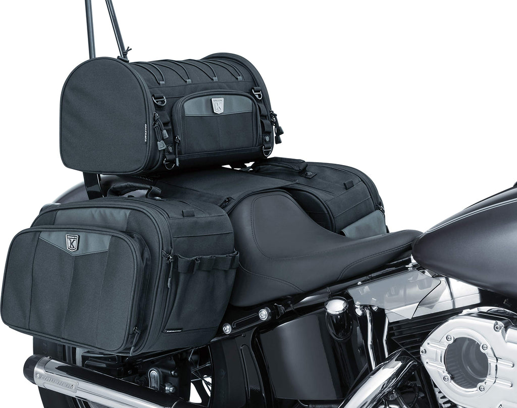 Kuryakyn 5209 Momentum Outrider Expandable Motorcycle Travel Luggage: Weather Resistant Throw-Over Saddlebags, Black