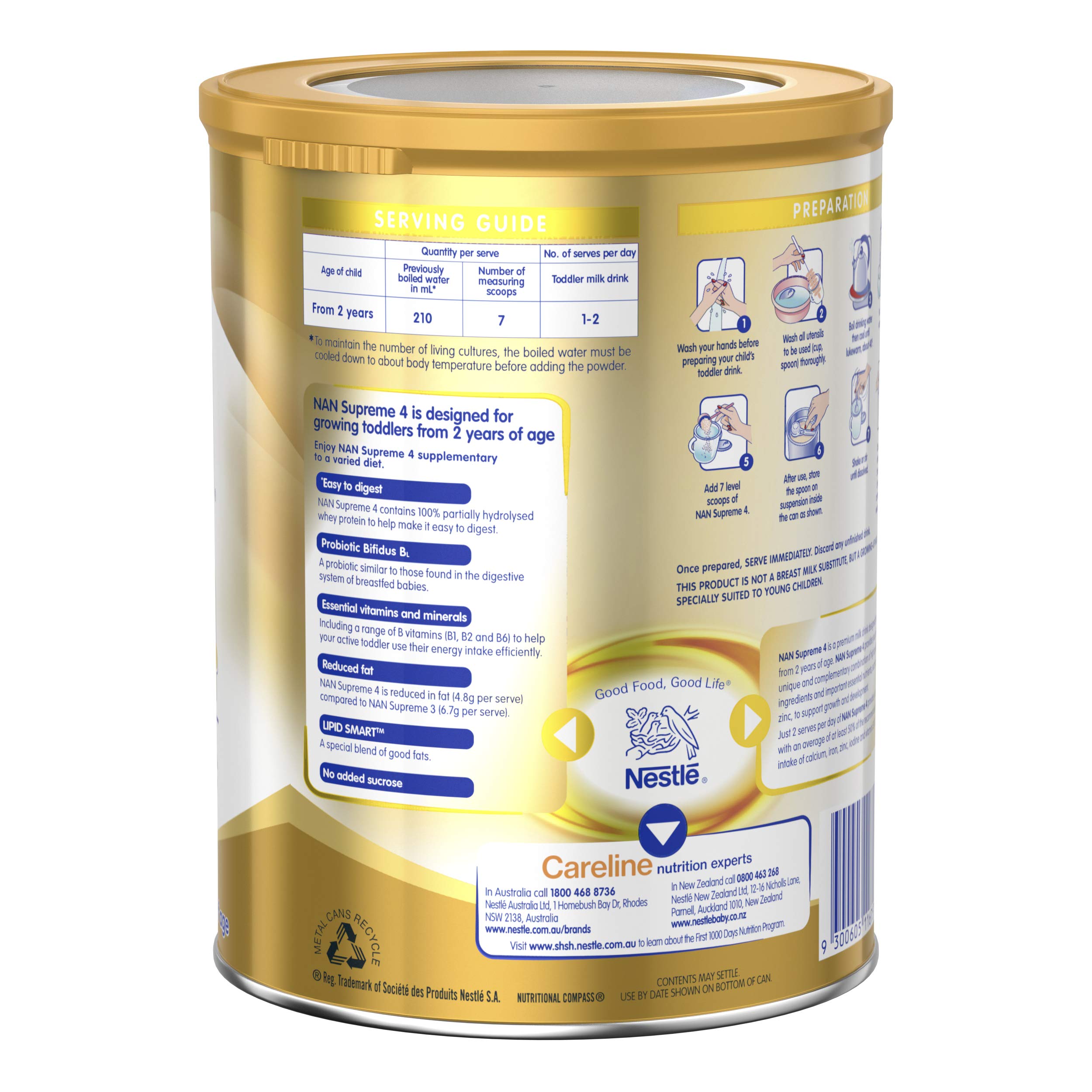 NESTLE NAN SUPREME 4, Toddler 2+ Years Milk Formula, 800g