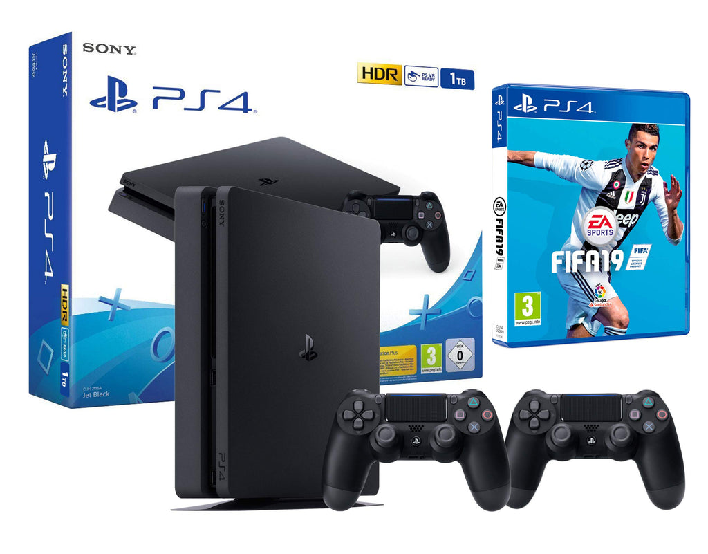 PS4 Slim 1TB zwart Playstation 4 - FIFA 19 2 Dualshock Controller 4