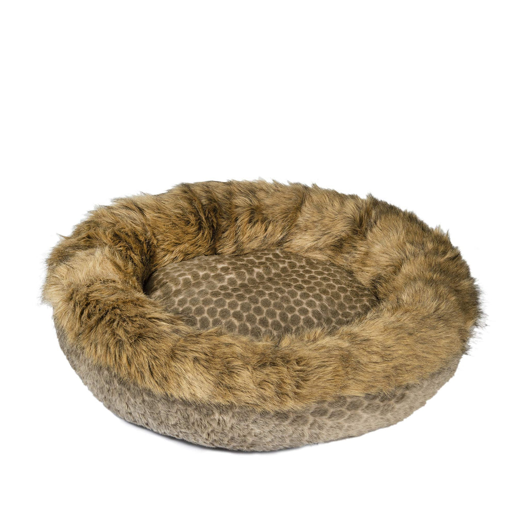 Luxury Dog bed pet bed for medium sized dogs -Luxury calming pet beds faux fur round donut dog beds or cat bed for small and medium pets . Fluffy, Fully washable pet bed with removable insert cover, quality filling and supportive shape, calming, self warm