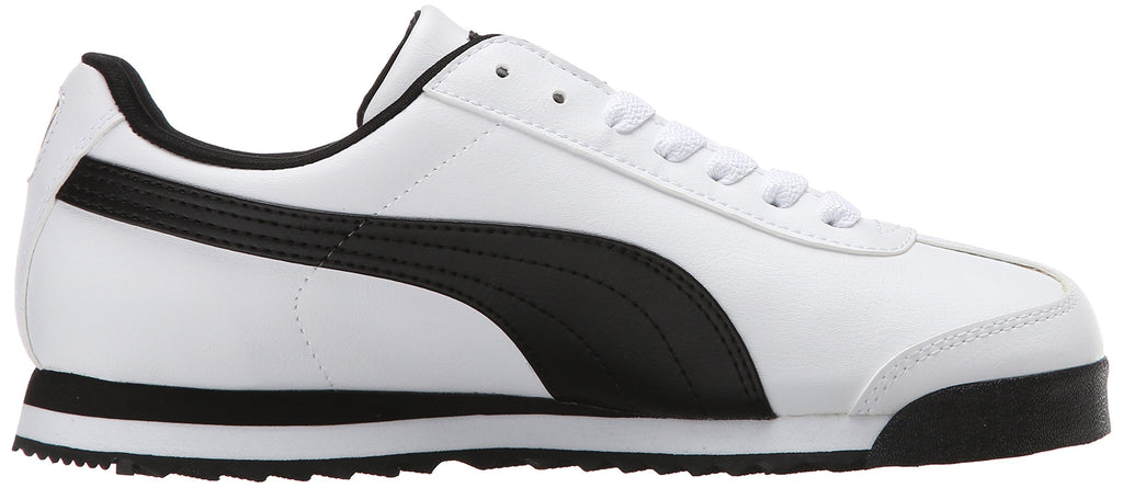 PUMA Men's Roma Basic Fashion Sneaker, White/Black Leather - 9.5 D(M) US