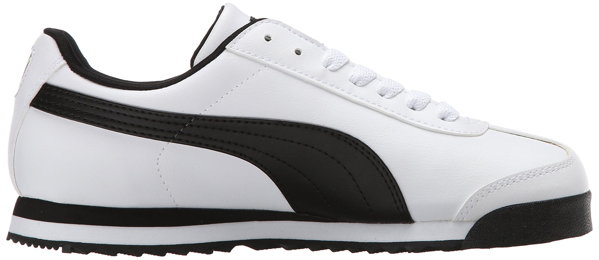 PUMA Men's Roma Basic Fashion Sneaker, White/Black Leather - 9.5 D(M) US