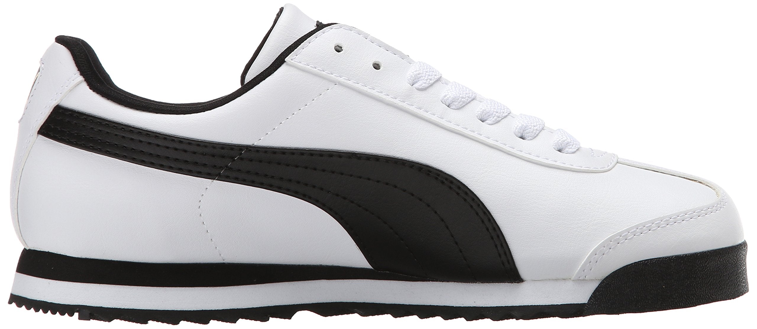 PUMA Men's Roma Basic Fashion Sneaker, White/Black Leather - 9.5 D(M) US