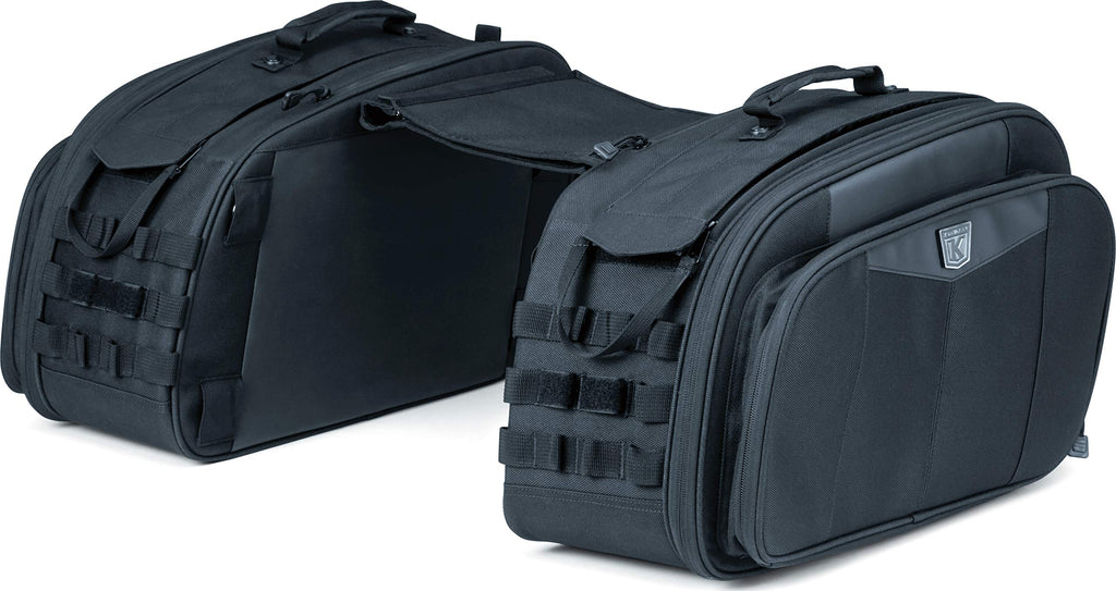 Kuryakyn 5209 Momentum Outrider Expandable Motorcycle Travel Luggage: Weather Resistant Throw-Over Saddlebags, Black