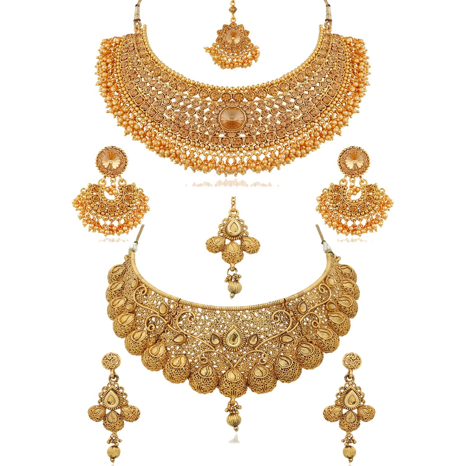 REEVA Pearl Gold Plated Jewellery Set for Women - Combo Pack