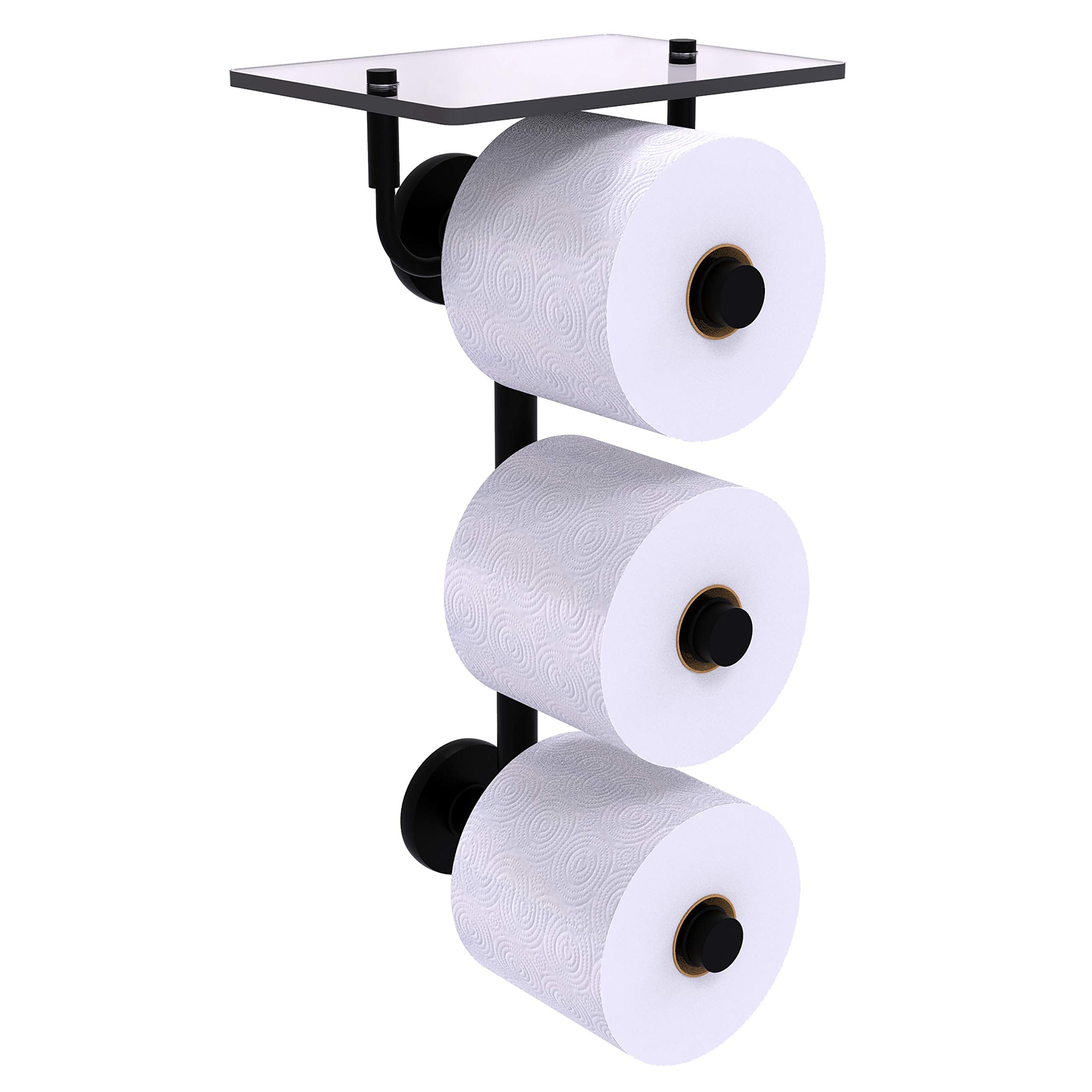 Allied Brass P1000-35-3VS Prestige Skyline Collection 3 Roll Glass Shelf Toilet Paper Holder, Matte Black