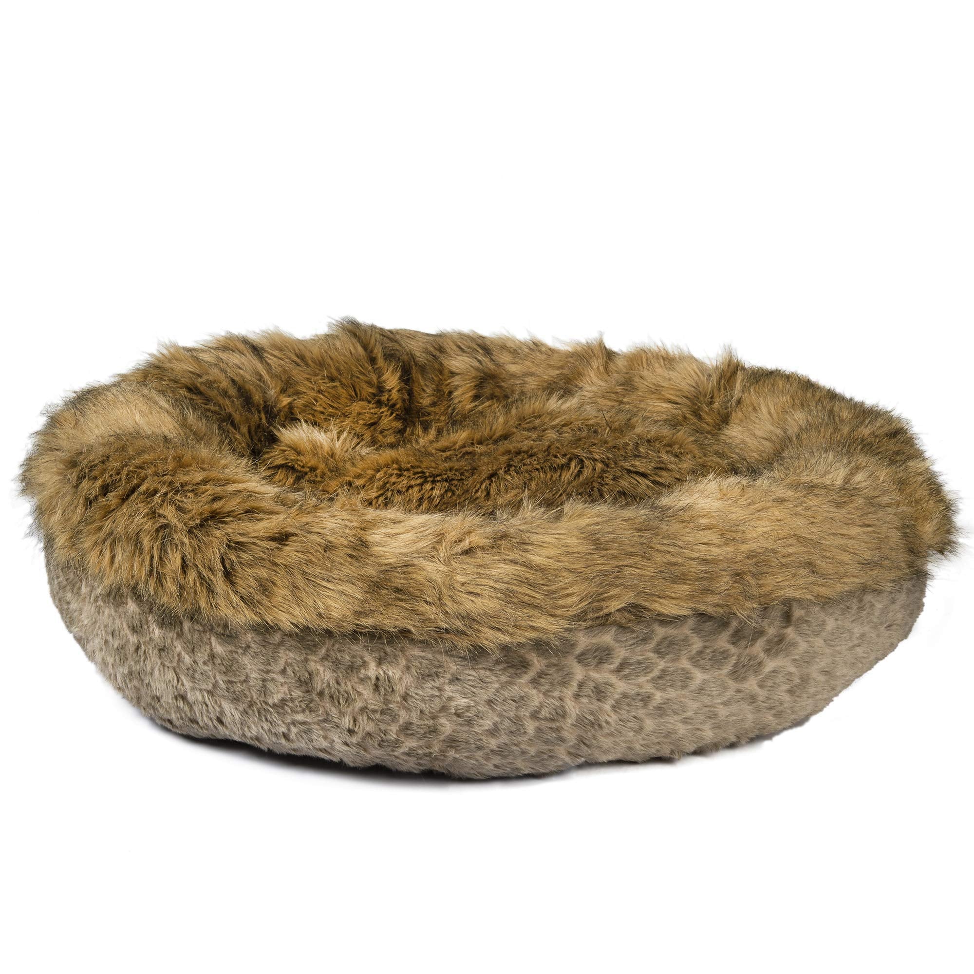 Luxury Dog bed pet bed for medium sized dogs -Luxury calming pet beds faux fur round donut dog beds or cat bed for small and medium pets . Fluffy, Fully washable pet bed with removable insert cover, quality filling and supportive shape, calming, self warm